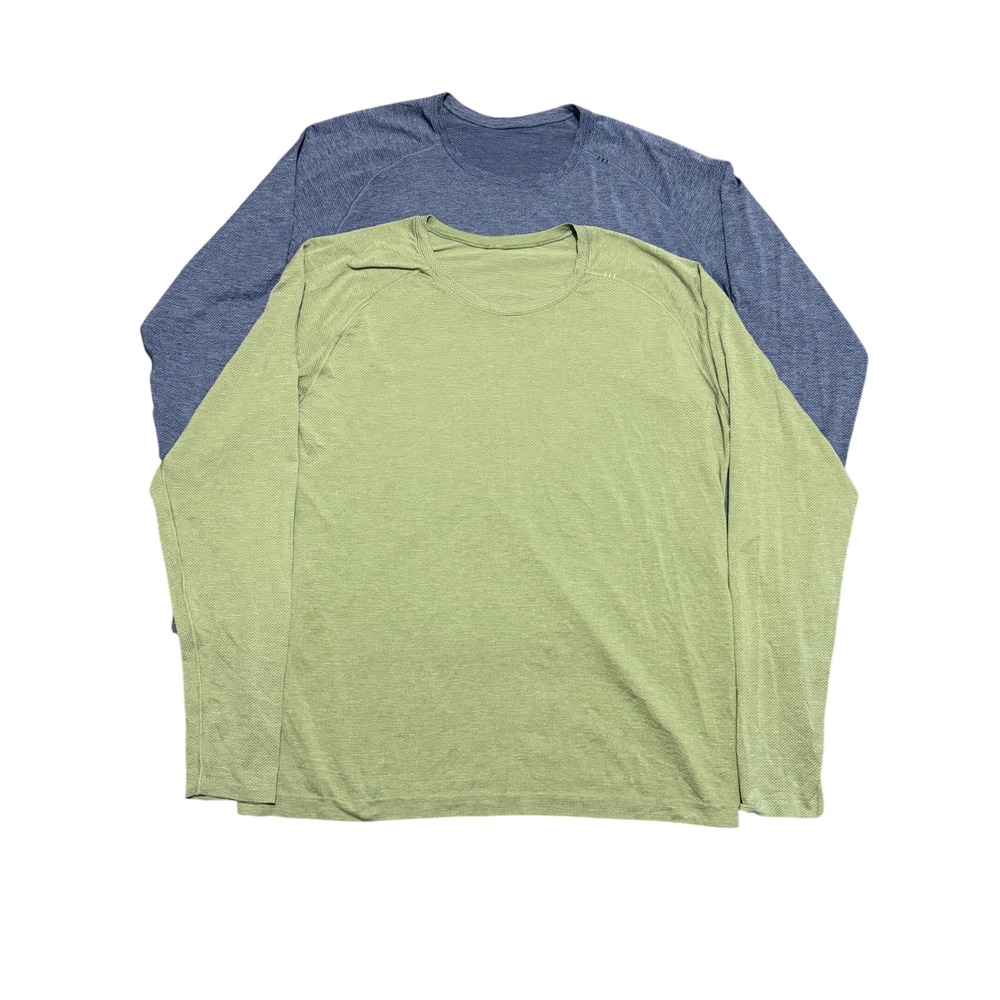 Lululemon Metal Vent Tech Long Sleeve Shirt 2 Pack XXL Blue Green Mens Training